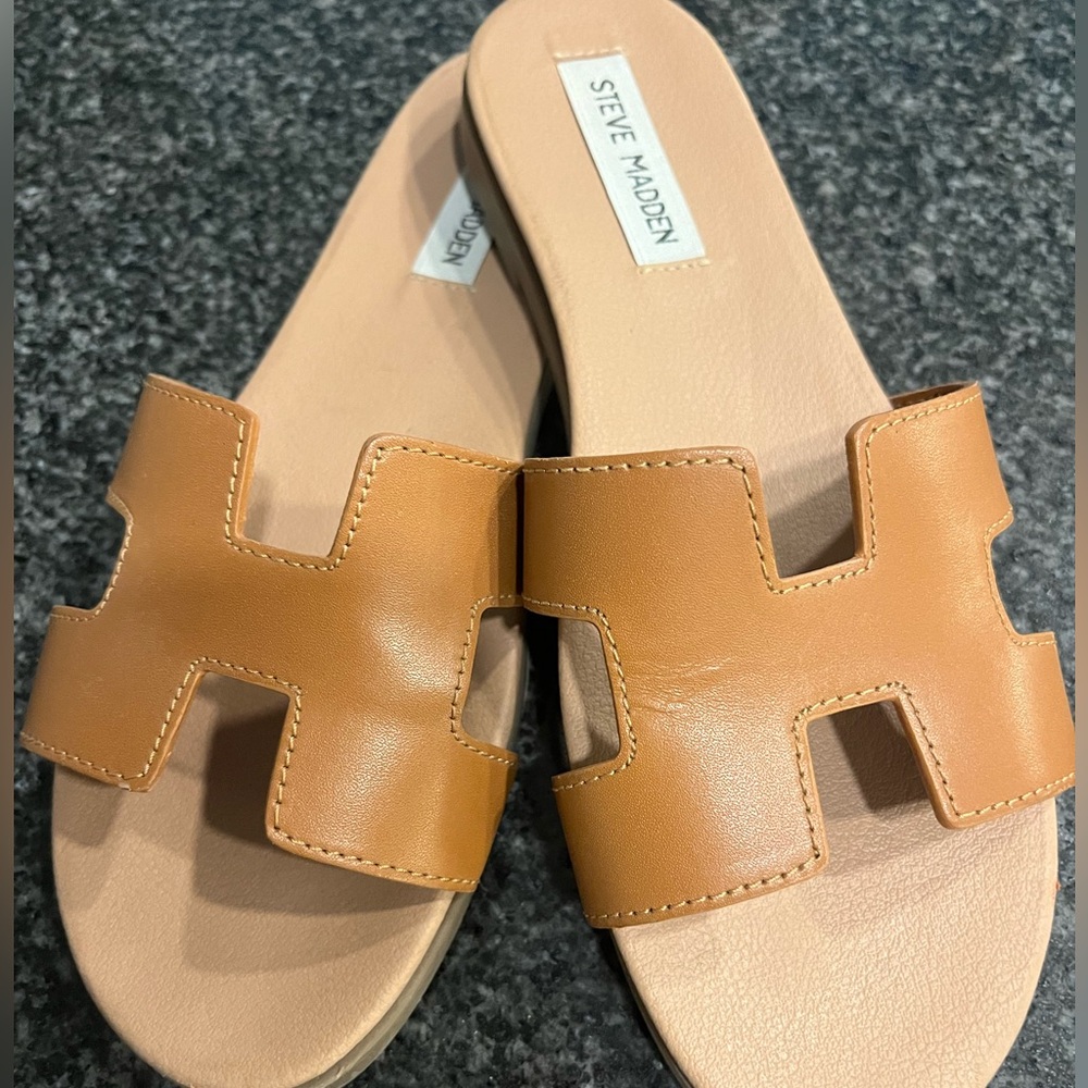 Steve Madden Hadyn Slide Cognac Leather Size 7